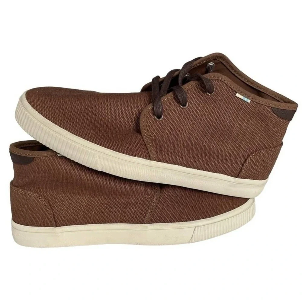 TOMS Mens Brown Canvas Chukka Boots Lace Up Casual‎ Shoes Size 7